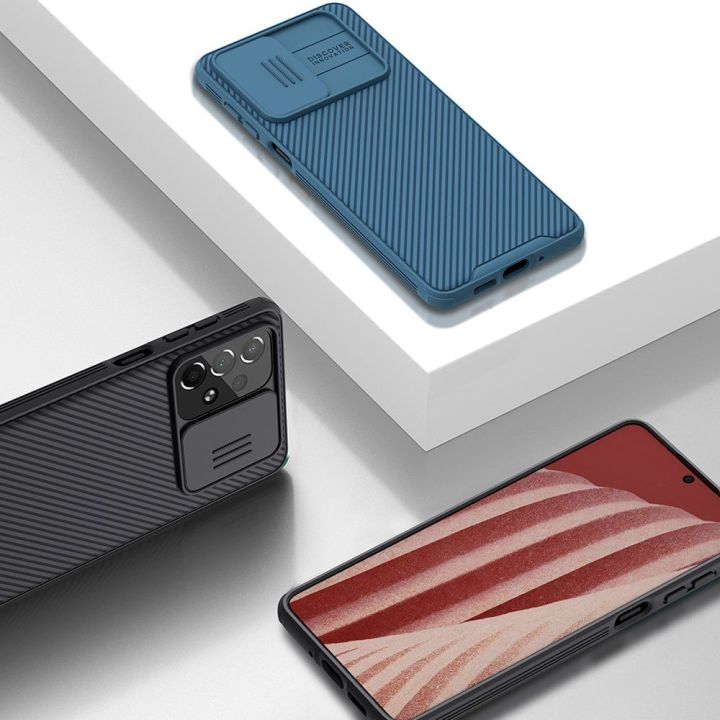 Nillkin CamShield Pro Case šarvuotas dėklas fotoaparato dangtelis Samsung Galaxy A73 juodas