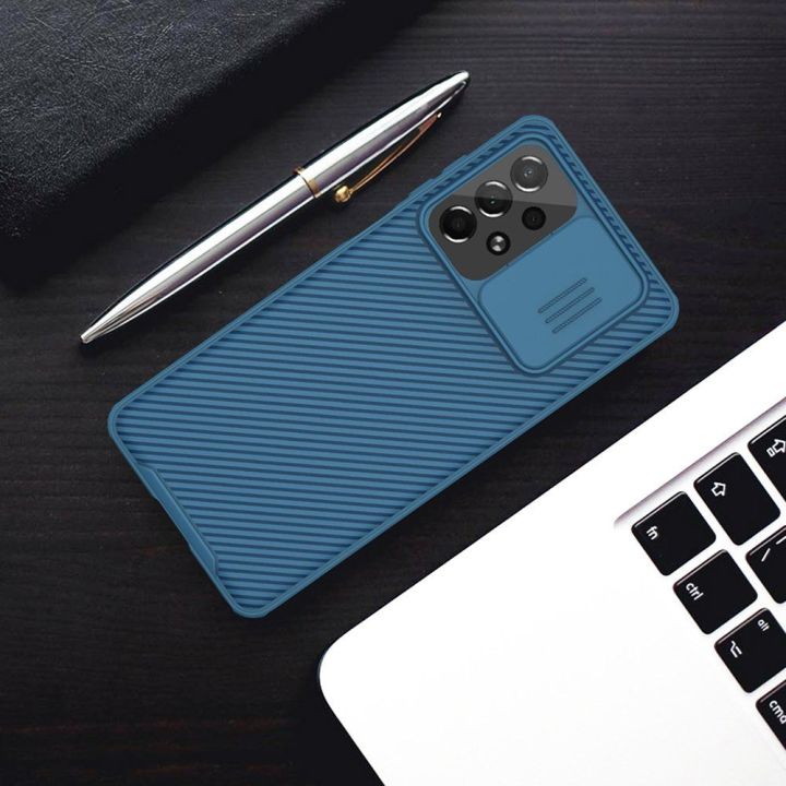 Nillkin CamShield Pro Case šarvuotas dėklas fotoaparato dangtelis Samsung Galaxy A73 juodas