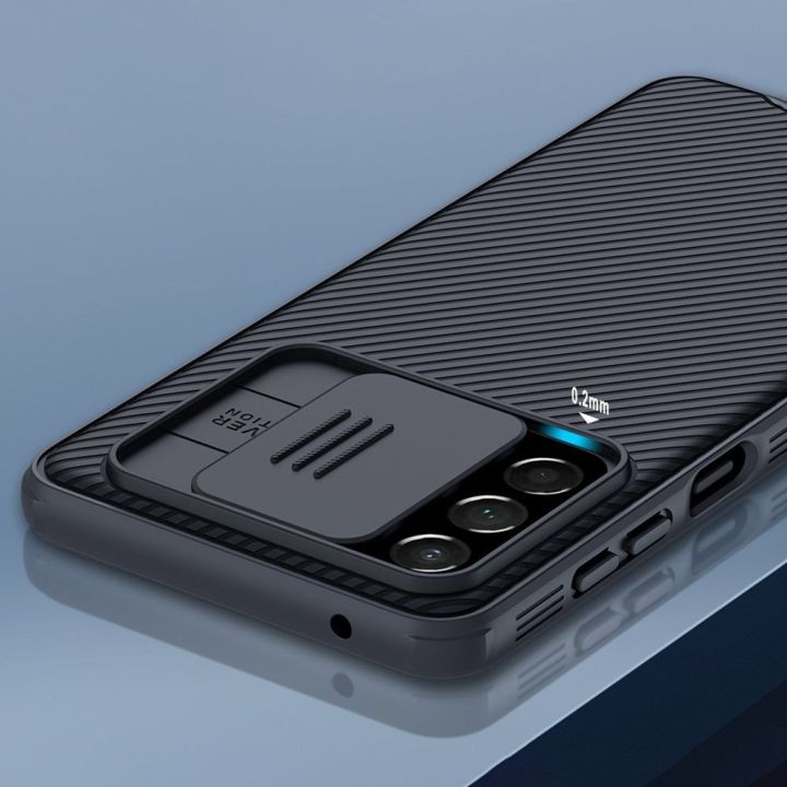 Nillkin CamShield Pro Case šarvuotas dėklas fotoaparato dangtelis Samsung Galaxy A73 juodas