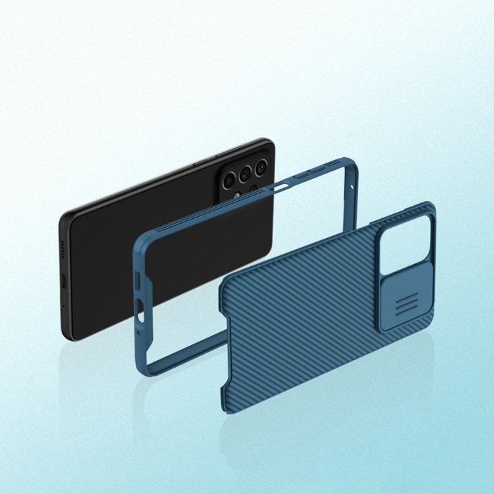 Nillkin CamShield Pro Case šarvuotas dėklas fotoaparato dangtelis Samsung Galaxy A73 juodas