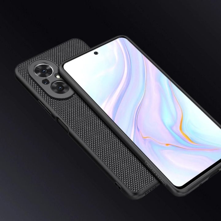 Nillkin Textured Case patvarus sustiprintas dėklas su gelio rėmeliu ir nailonine nugarėle Honor 50 SE juodas