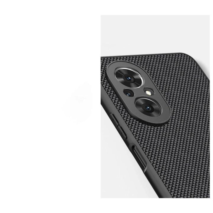 Nillkin Textured Case patvarus sustiprintas dėklas su gelio rėmeliu ir nailonine nugarėle Honor 50 SE juodas