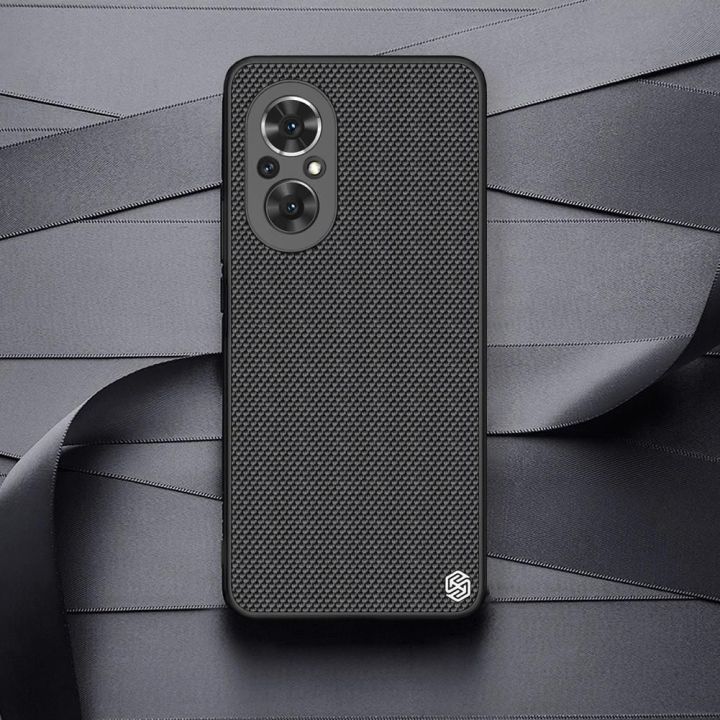 Nillkin Textured Case patvarus sustiprintas dėklas su gelio rėmeliu ir nailonine nugarėle Honor 50 SE juodas