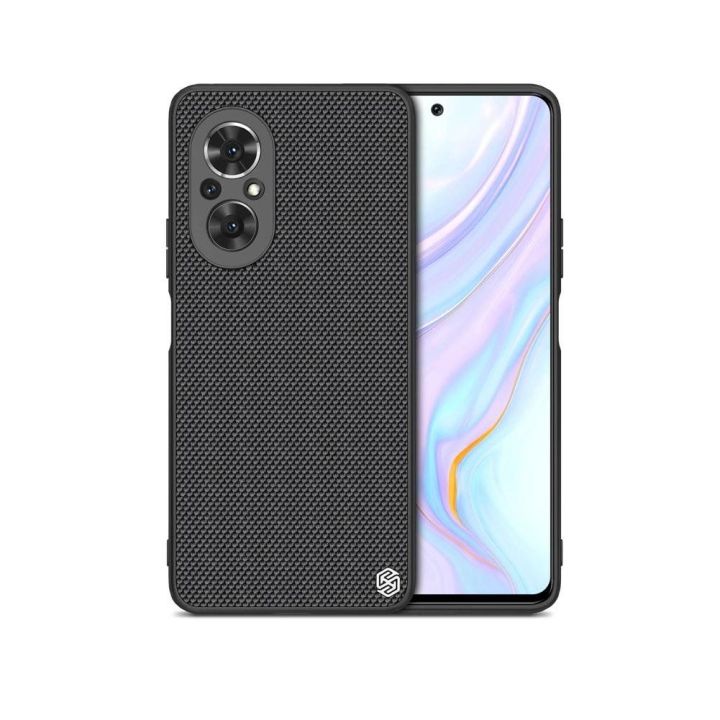 Nillkin Textured Case patvarus sustiprintas dėklas su gelio rėmeliu ir nailonine nugarėle Honor 50 SE juodas