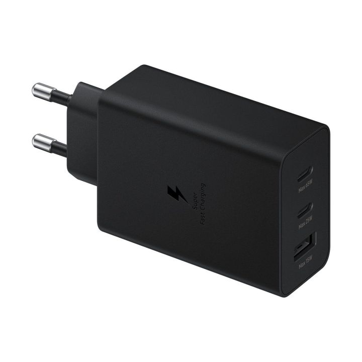 Samsung tinklo įkroviklis 2x C tipo USB / USB PPS, Power Delivery PD 65W, QC 3.0, AFC, FCP, juodas (EP-T6530NBEGEU)