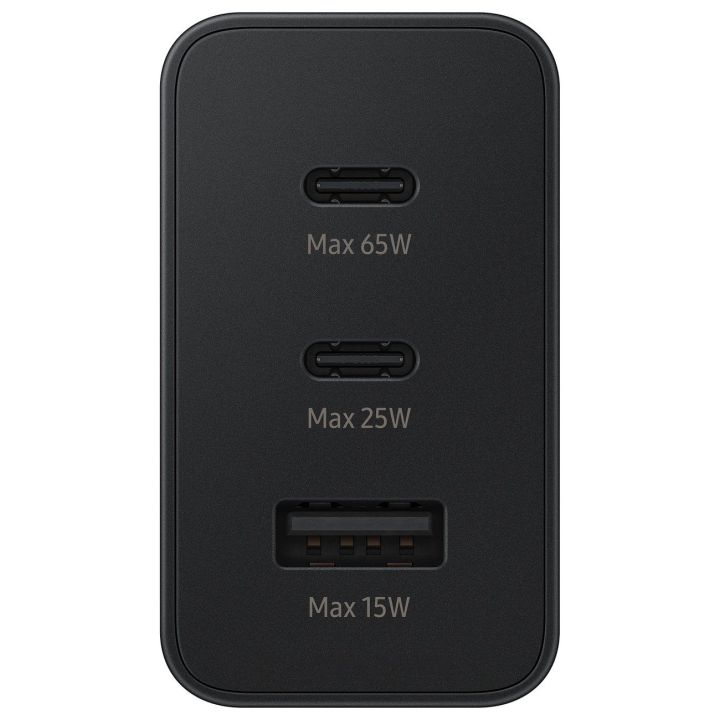 Samsung tinklo įkroviklis 2x C tipo USB / USB PPS, Power Delivery PD 65W, QC 3.0, AFC, FCP, juodas (EP-T6530NBEGEU)