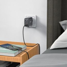 Acefast A29 PD50W GaN (USB C) dviejų prievadų įkroviklis, juodas