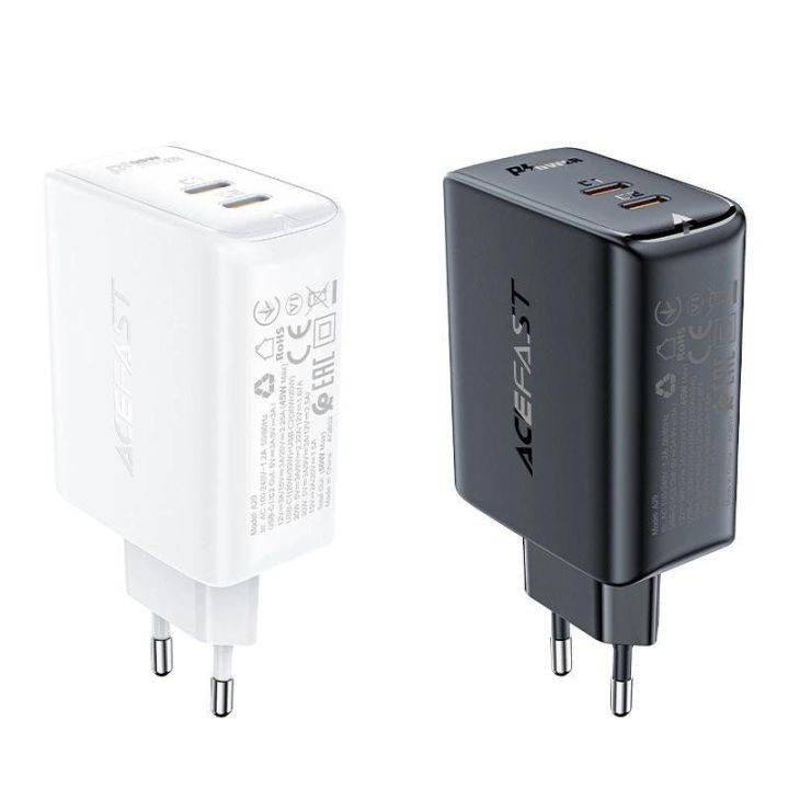 Acefast A29 PD50W GaN (USB C) dviejų prievadų įkroviklis, juodas