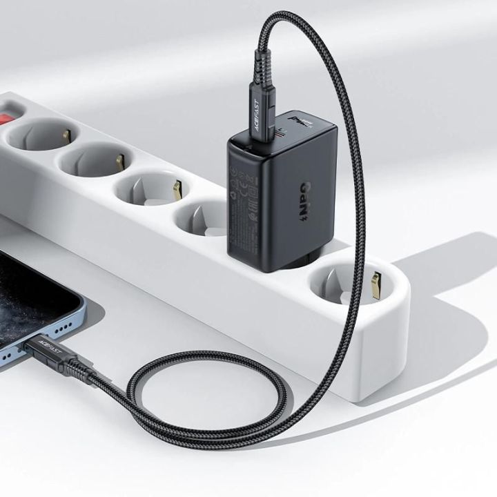 Acefast A29 PD50W GaN (USB C) dviejų prievadų įkroviklis, juodas