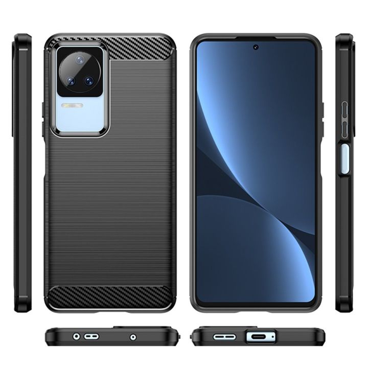 dėklas Xiaomi Poco F4 5G lankstus silikoninis anglinis dėklas juodas