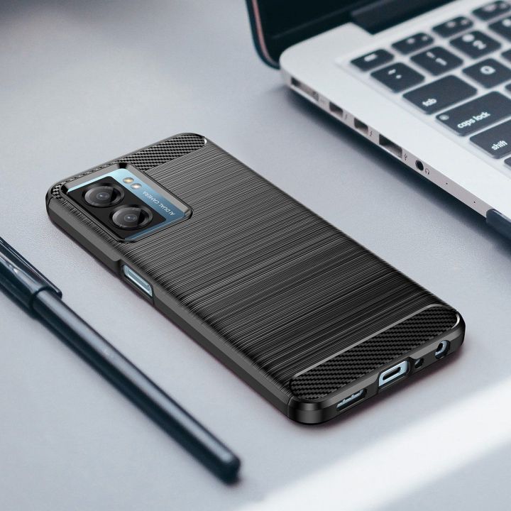 dėklas Xiaomi Poco F4 5G lankstus silikoninis anglinis dėklas juodas