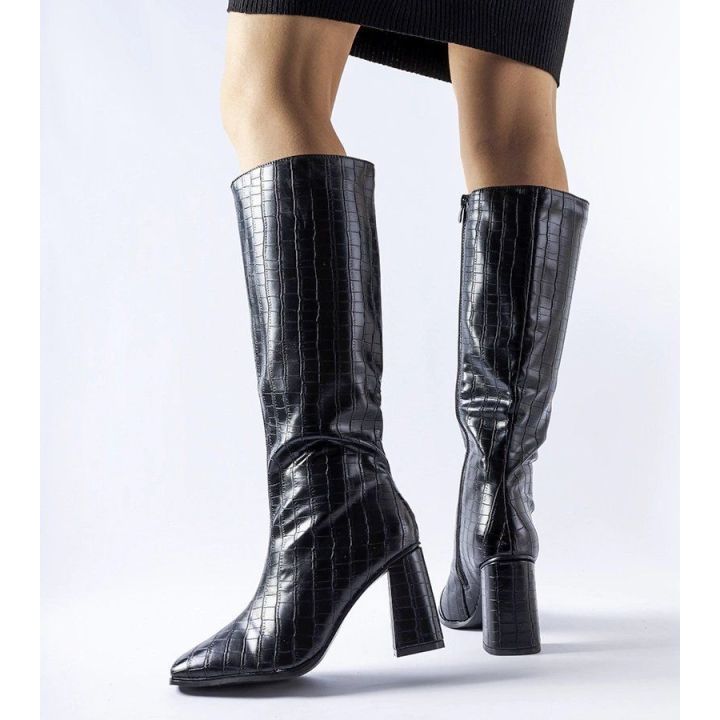 Juodi šilti Ferruccio stiletto batai