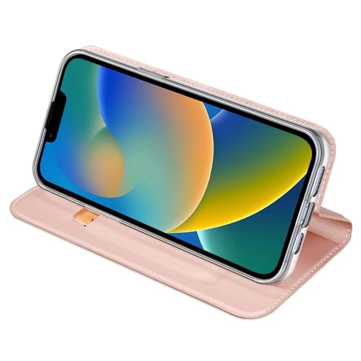 Skin Pro dėklas su atlenkiamuoju dangteliu iPhone 14 Plus rožinės spalvos