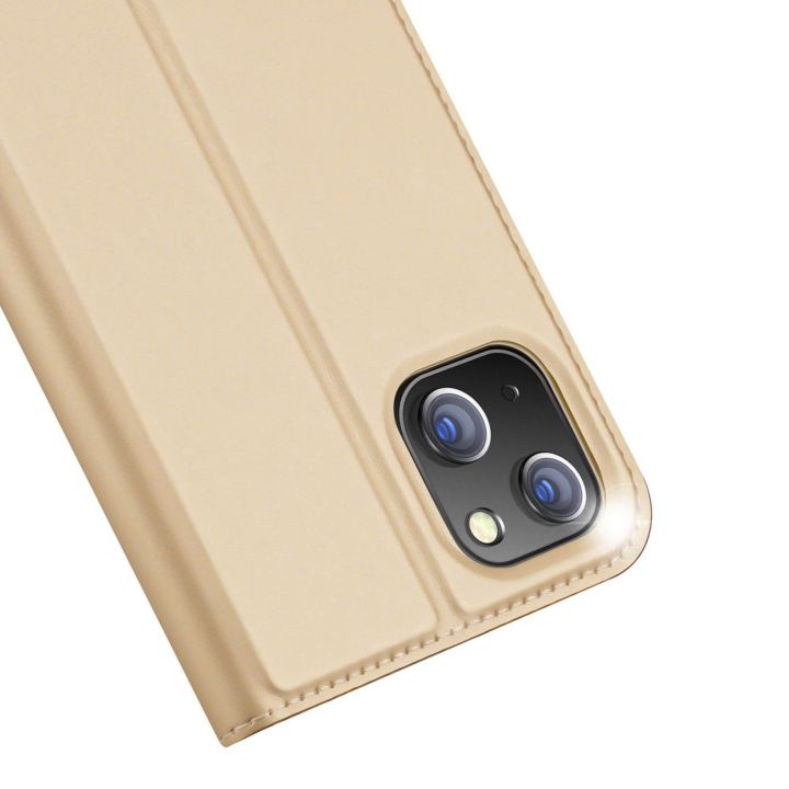 Skin Pro dėklas su atlenkiamuoju dangteliu iPhone 14 Plus auksinis