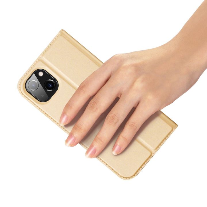 Skin Pro dėklas su atlenkiamuoju dangteliu iPhone 14 Plus auksinis
