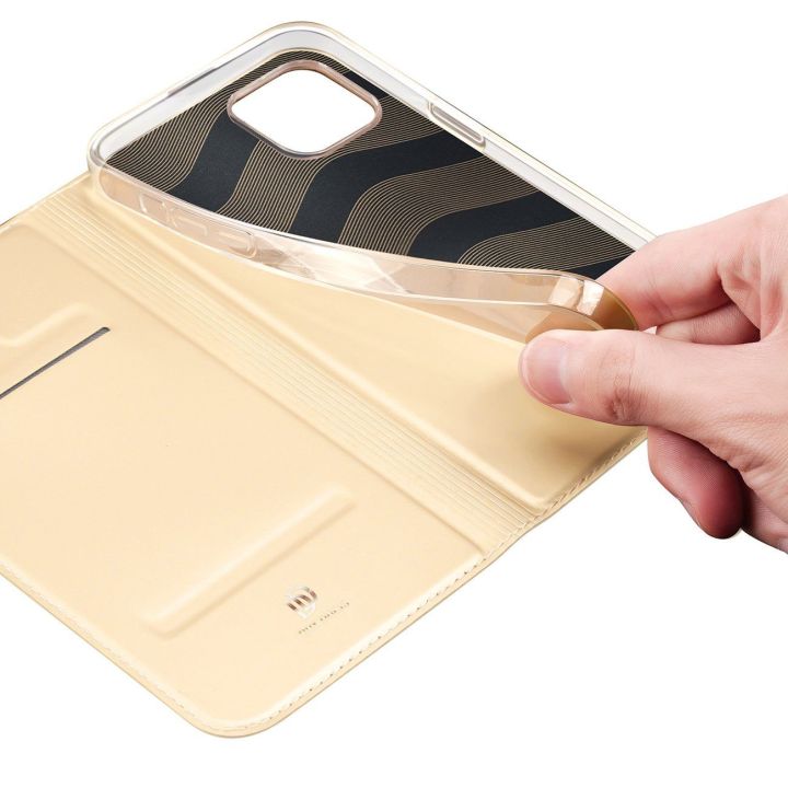 Skin Pro dėklas su atlenkiamuoju dangteliu iPhone 14 Plus auksinis