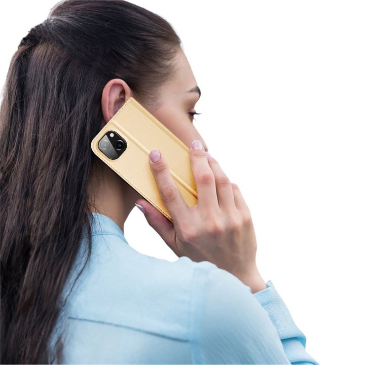 Skin Pro dėklas su atlenkiamuoju dangteliu iPhone 14 Plus auksinis