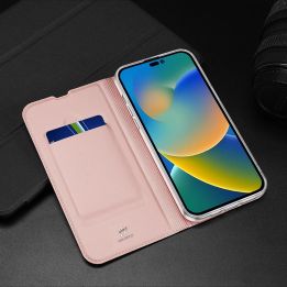 Skin Pro dėklas su atlenkiamuoju dangteliu iPhone 14 Pro auksinis