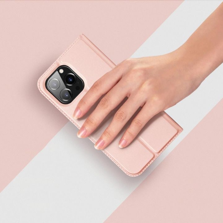 Skin Pro dėklas su atlenkiamuoju dangteliu iPhone 14 Pro auksinis