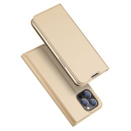 Skin Pro dėklas su atlenkiamuoju dangteliu iPhone 14 Pro Max auksinis