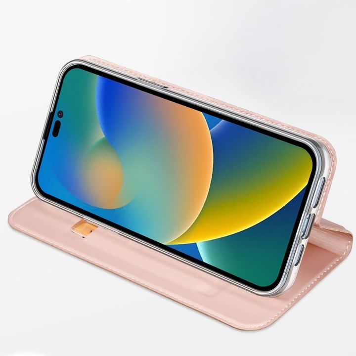 Skin Pro dėklas su atlenkiamuoju dangteliu iPhone 14 Pro Max auksinis
