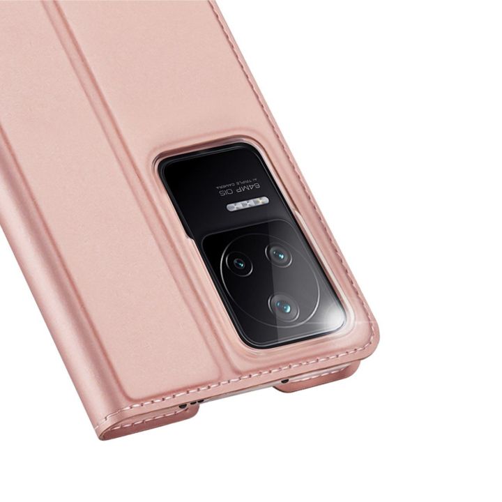 Skin Pro dėklas su atverčiamu dangteliu Xiaomi Poco F4 5G rožinės spalvos