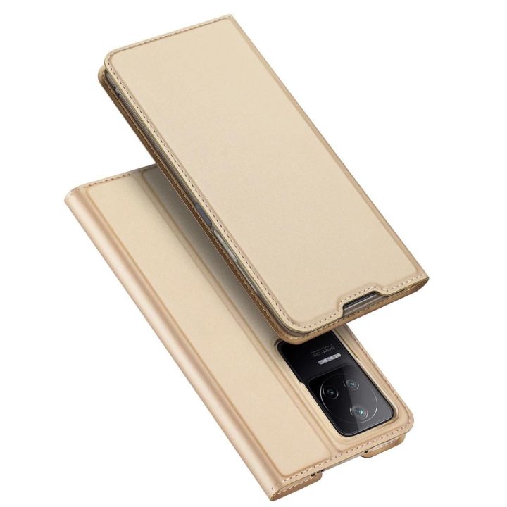 Skin Pro dėklas su atlenkiamuoju dangteliu Xiaomi Poco F4 5G auksinis