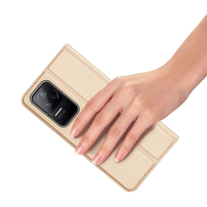 Skin Pro dėklas su atlenkiamuoju dangteliu Xiaomi Poco F4 5G auksinis