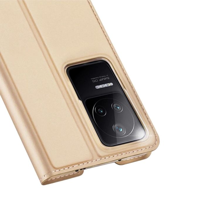 Skin Pro dėklas su atlenkiamuoju dangteliu Xiaomi Poco F4 5G auksinis
