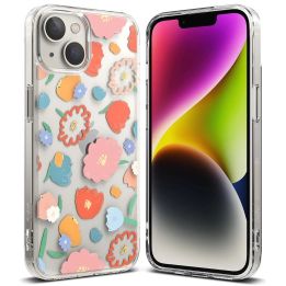 Ringke Fusion Design šarvuotas dėklas su geliniu rėmeliu iPhone 14 Plus , skaidrus (gėlių spalvos) (FD637E31)