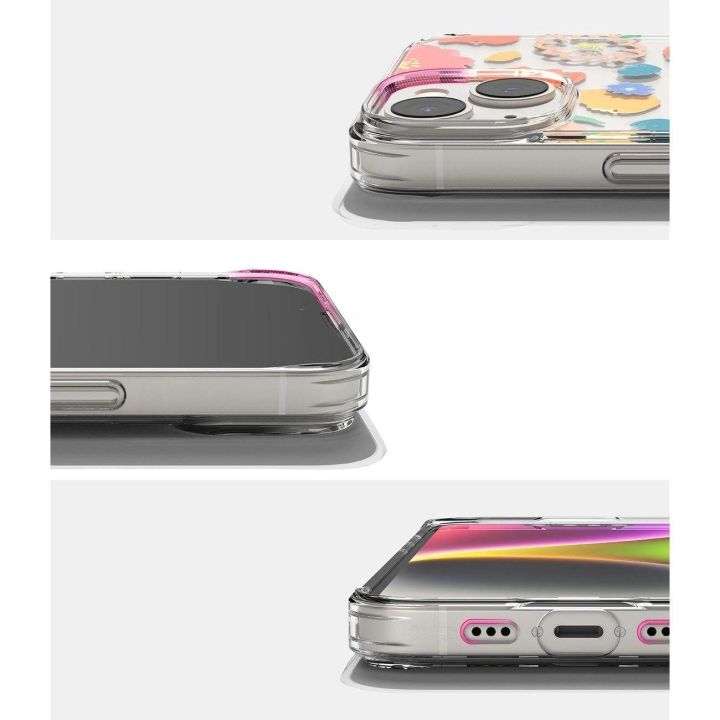 Ringke Fusion Design šarvuotas dėklas su geliniu rėmeliu iPhone 14 Plus , skaidrus (gėlių spalvos) (FD637E31)