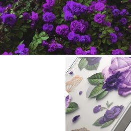 Ringke Fusion Design šarvuotas dėklas su geliniu rėmeliu iPhone 14 Plus , skaidrus (Purple rose) (FD637E29)