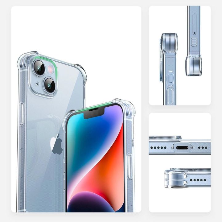 gelinis dėklas su sustiprintais kampais Bright Cushion apsauginis dėklas iPhone 14 Plus , skaidrus (LP602)