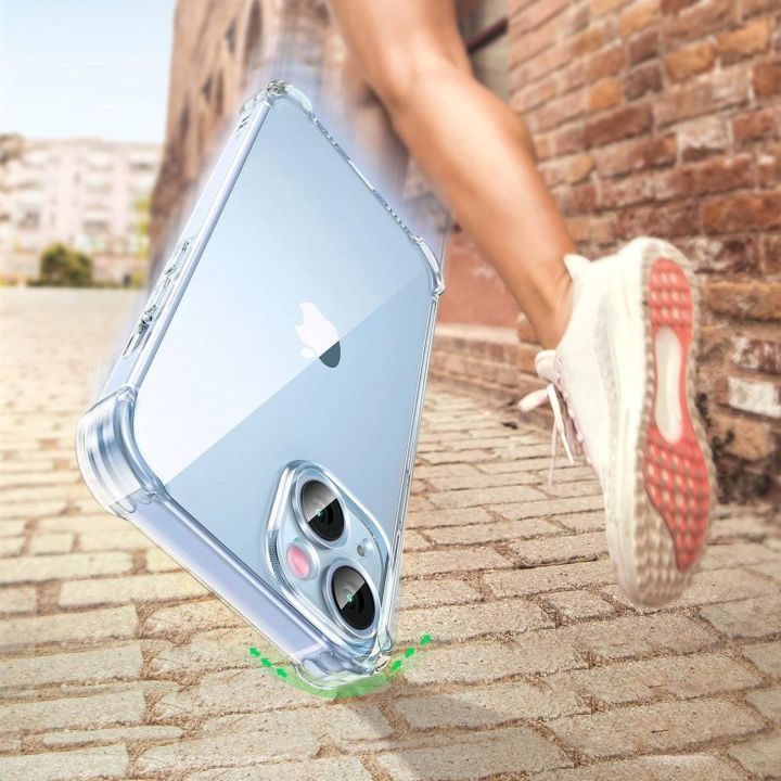 gelinis dėklas su sustiprintais kampais Bright Cushion apsauginis dėklas iPhone 14 Plus , skaidrus (LP602)