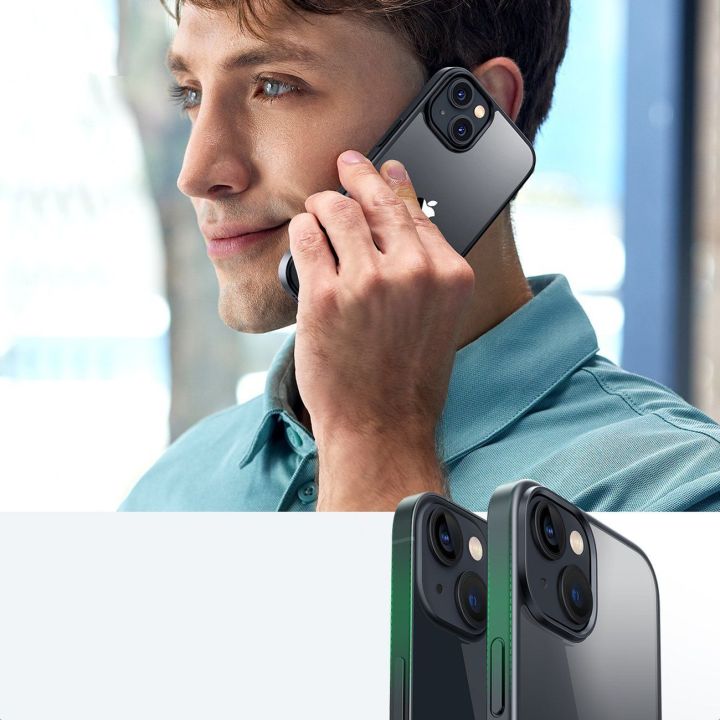 LP634 Kickstand apsauginis dėklas standus dėklas su geliniu rėmeliu ir integruotu stovu, skirtas iPhone 14 Plus (90925)