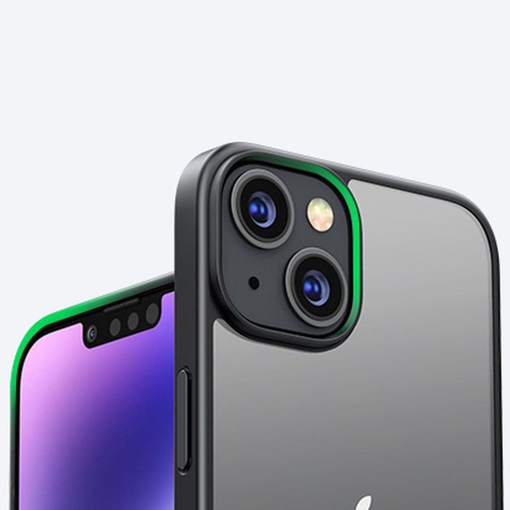 LP634 Kickstand apsauginis dėklas standus dėklas su geliniu rėmeliu ir integruotu stovu, skirtas iPhone 14 Plus (90925)
