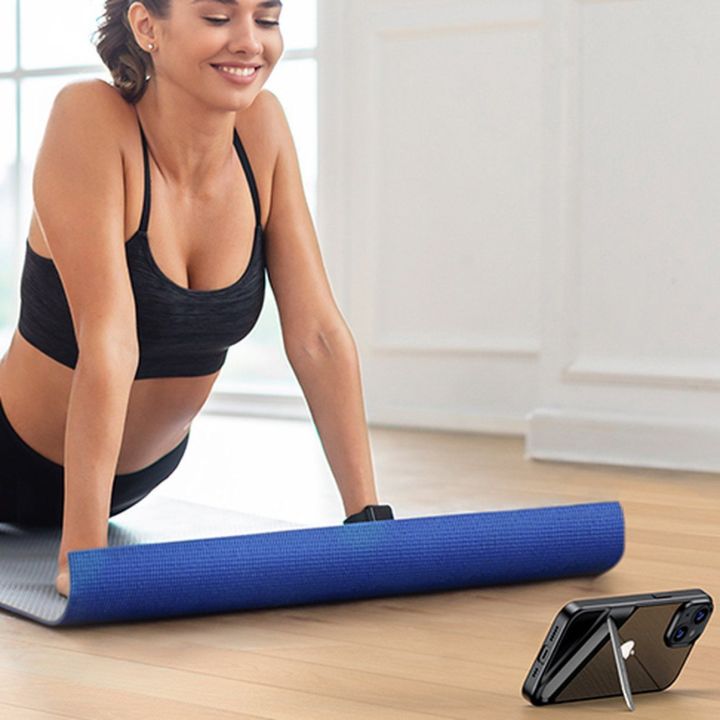 LP634 Kickstand apsauginis dėklas standus dėklas su geliniu rėmeliu ir integruotu stovu, skirtas iPhone 14 Plus (90925)