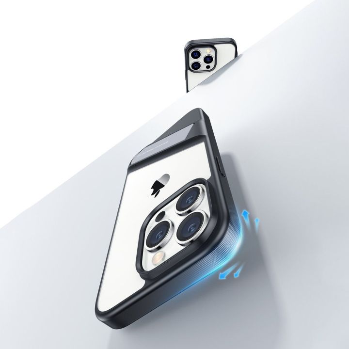 LP635 Kickstand apsauginis dėklas standus dėklas su geliniu rėmeliu ir integruotu stovu, skirtas iPhone 14 Pro , juodas (90926)