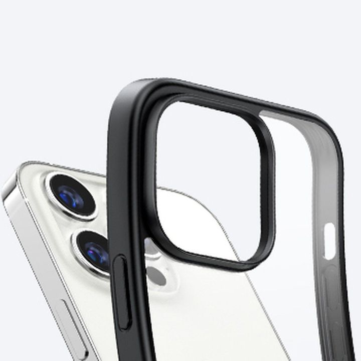 LP635 Kickstand apsauginis dėklas standus dėklas su geliniu rėmeliu ir integruotu stovu, skirtas iPhone 14 Pro , juodas (90926)