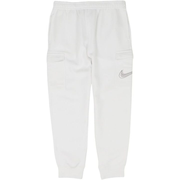 Vyriškos medvilninės kargo kelnės Nike Court Fleece, baltos