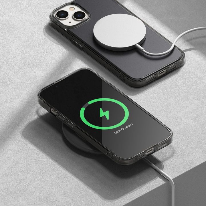 Ringke Fusion Matte iPhone 14 Plus dėklas su geliniu rėmeliu, pilkas