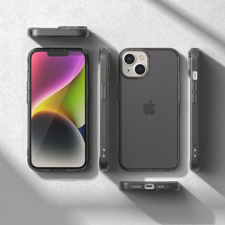 Ringke Fusion Matte iPhone 14 Plus dėklas su geliniu rėmeliu, pilkas