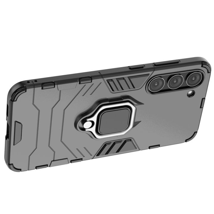 Ring Armor dėklas Samsung Galaxy S23+ šarvuoto dangtelio magnetinis laikiklis žiedas juodas