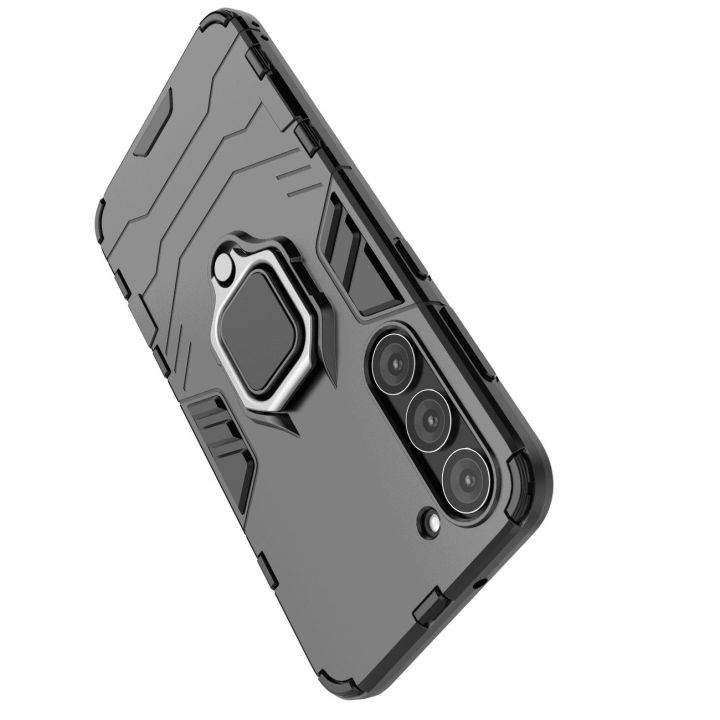 Ring Armor dėklas Samsung Galaxy S23+ šarvuoto dangtelio magnetinis laikiklis žiedas juodas
