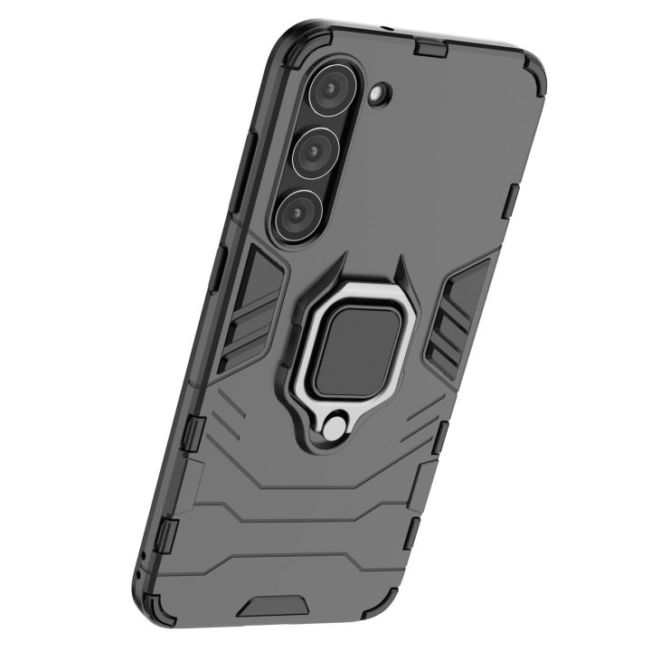 Ring Armor dėklas Samsung Galaxy S23+ šarvuoto dangtelio magnetinis laikiklis žiedas juodas
