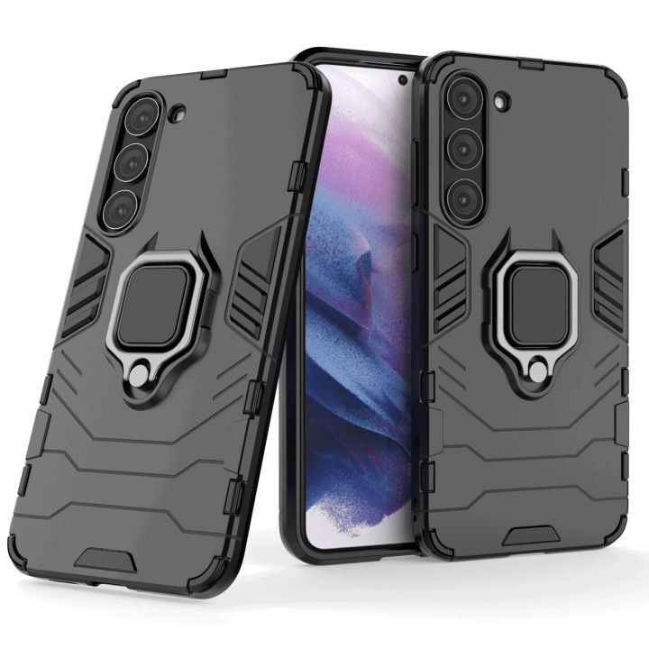 Ring Armor dėklas Samsung Galaxy S23+ šarvuoto dangtelio magnetinis laikiklis žiedas juodas