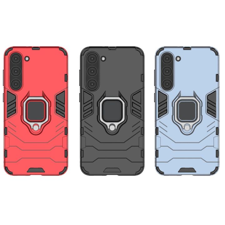 Ring Armor dėklas Samsung Galaxy S23+ šarvuoto dangtelio magnetinis laikiklis žiedas juodas