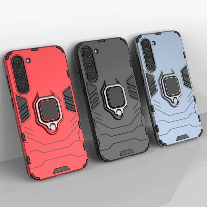 Ring Armor dėklas Samsung Galaxy S23+ šarvuoto dangtelio magnetinis laikiklis žiedas juodas