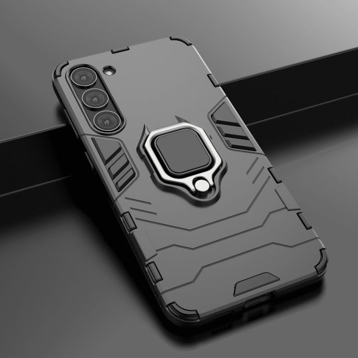 Ring Armor dėklas Samsung Galaxy S23+ šarvuoto dangtelio magnetinis laikiklis žiedas juodas