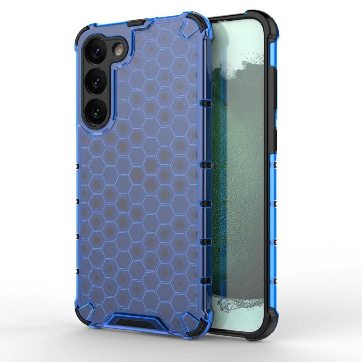Honeycomb dėklas Samsung Galaxy S23+ šarvuotas hibridinis dėklas mėlynas